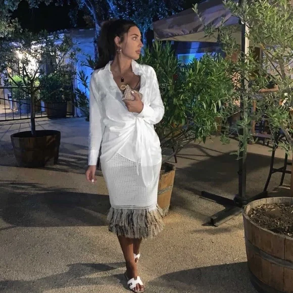 Zara mesh fringed hem midi skirt M - Picture 9 of 16